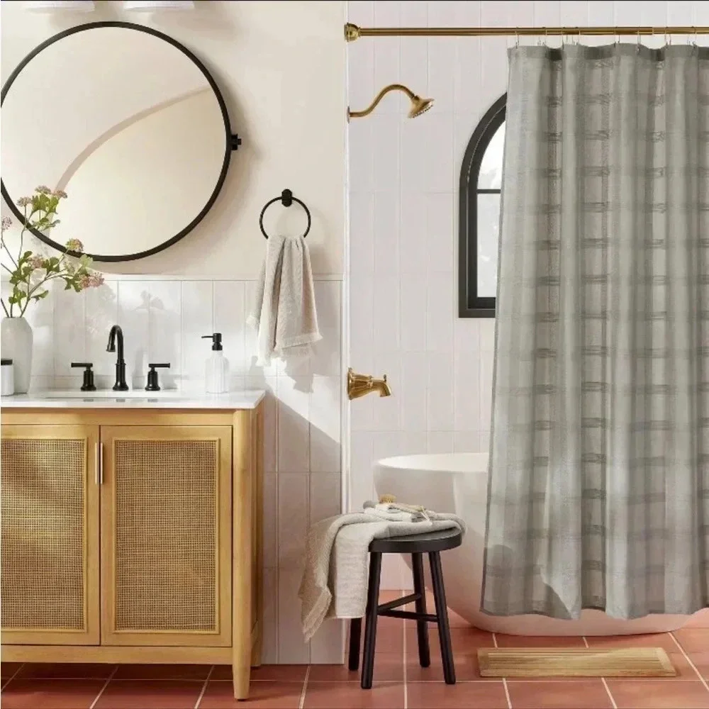 NWT Washed Square Shower Curtain Gray - Hearth & Hand with Magnolia‎